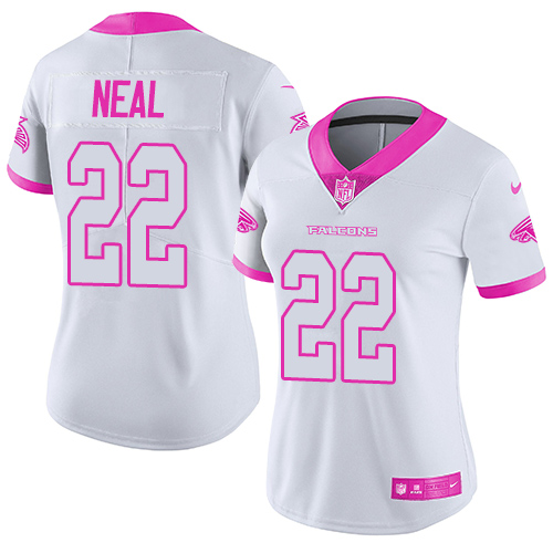 Women's Limited Keanu Neal Nike Jersey White/Pink - #22 Rush Fashion NFL Atlanta Falcons